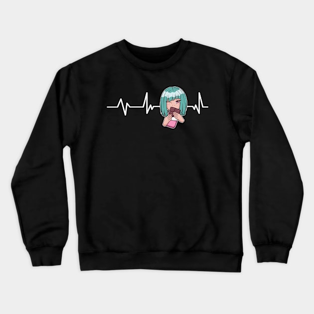 Anime & Chocolate Heartbeat Anime Gift Anime & Chocolate Crewneck Sweatshirt by TheTeeBee